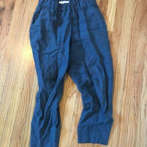 Cropped linen pants (YAMBA) dark gray blue color